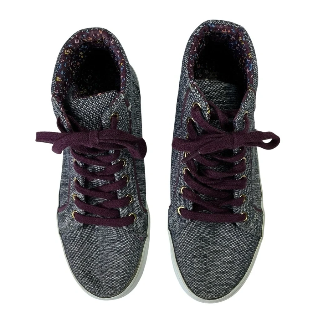 Old Navy‎ Girls Hightop Sneakers Chambray Blue Metallic Gold Sparkle and Purple